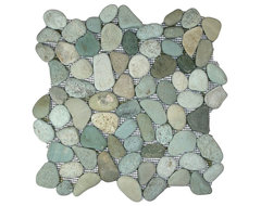 Sea Green Pebble Tile rustic-tile