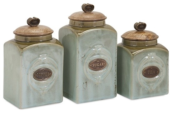 ... Ceramic Canisters - Set of 3 traditional-kitchen-canisters-and-jars