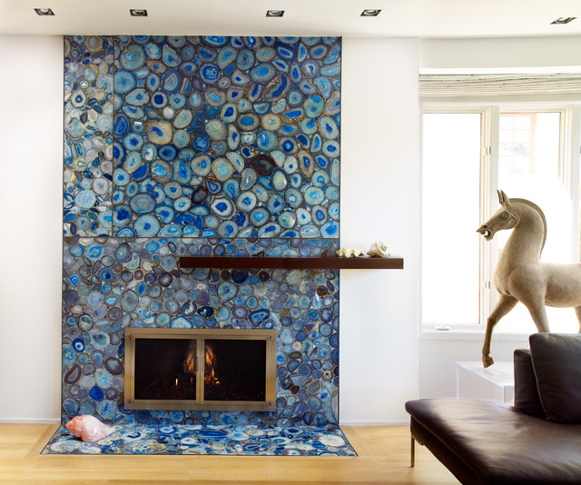 Antolini Agate Stone Fireplace - contemporary - living room - los ...