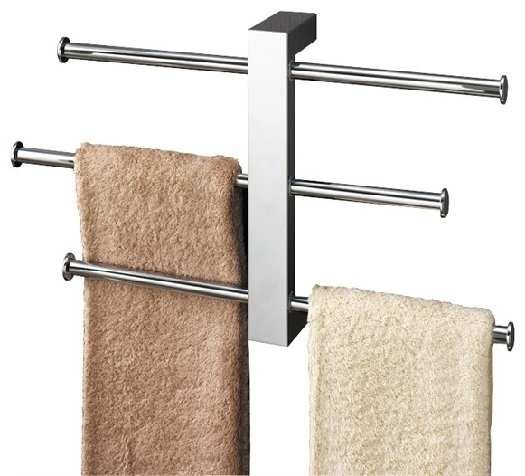 Polished Chrome Towel Rack With 3 Sliding Rails Contemporary Towel Racks And Stands By