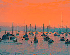 Sunset In Santa Catalina Harbor - modern art, contemporary art, canvas art beach-style-artwork