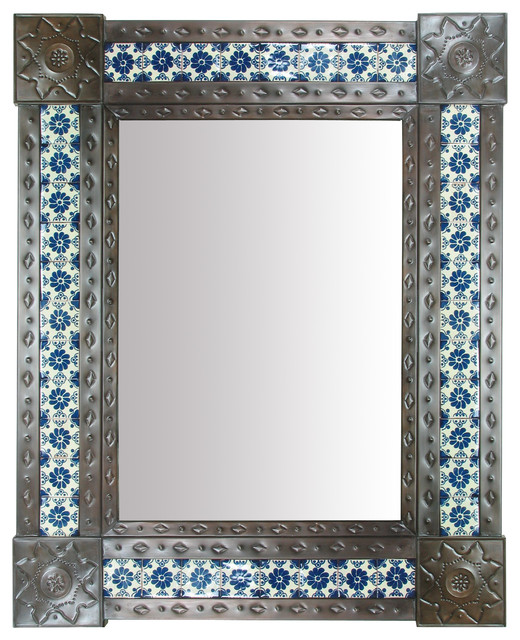 Large Aged Tin & Tile Mirror Rustic Wall Mirrors phoenix by