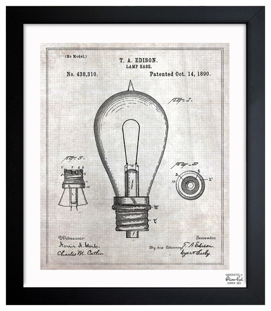 "Edison Lamp Base 1890" Framed Wall Art Industrial Artwork by The
