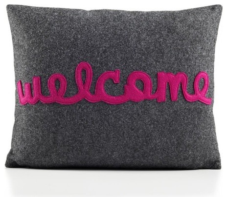 Welcome Decorative Pillow - modern - bed pillows - - by AllModern