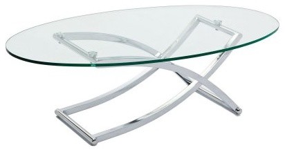 coffee tables table oval glass modern criss cross imports east end accent living