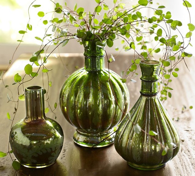 Green Mercury Glass Bud Vases Traditional Vases by Pottery Barn