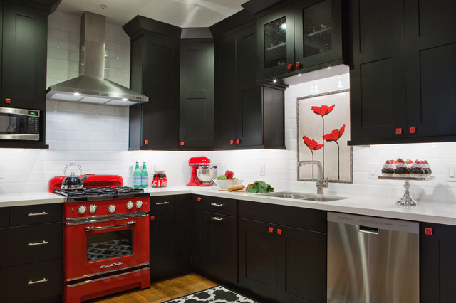 Black, White & Red Kitchen - eclectic - kitchen - atlanta - by ...