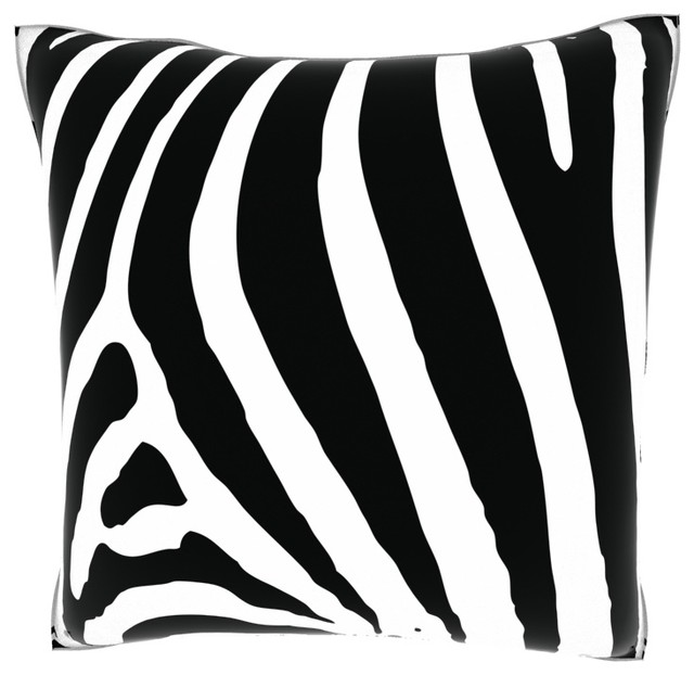 Zebra Black and White 18-inch Velour Throw Pillow contemporary-decorative-pillows
