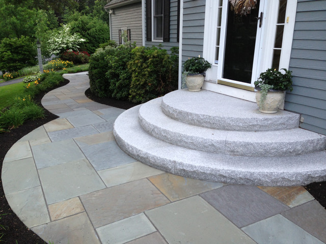 Curving Bluestone Walkway With Radius Granite Steps Contemporary Exterior Other Metro By 4686