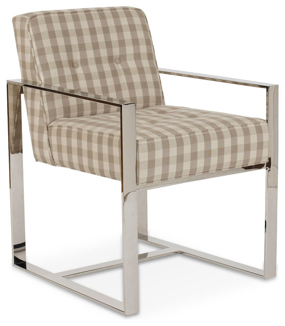 Plaid Armchair, Beige Modern Armchairs And Accent Chairs