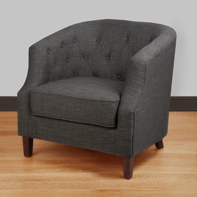 Ansley Charcoal Grey Tub Chair Contemporary Armchairs by