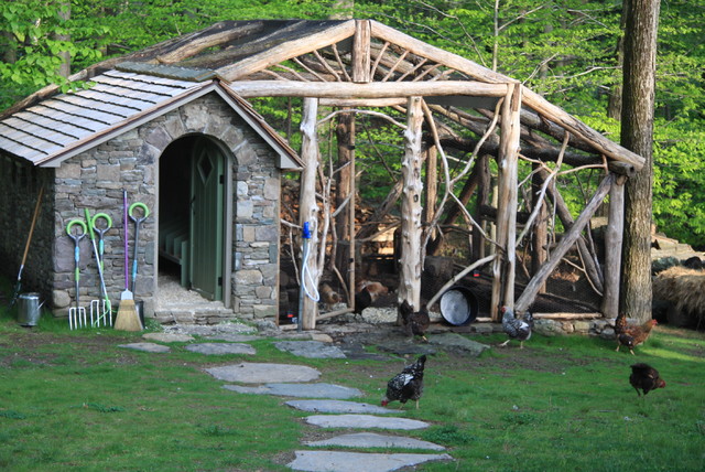 Path to the Chicken Coop rustic-garage-and-shed
