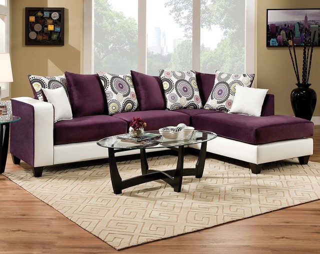 Implosion Purple 2 Piece Sectional Sofa Living Room by American