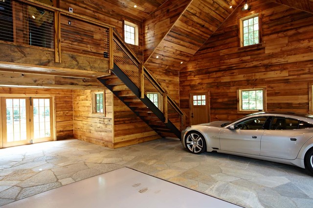 Ultimate man cave and sports car showcase - Eclectic - Garage And Shed 