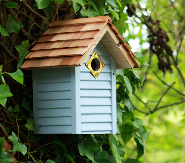 Beach Hut Birdhouse Blue Contemporary Birdhouses philadelphia