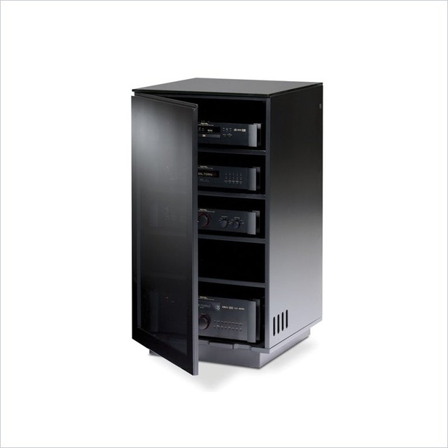 BDI Mirage AV Tower in Black Contemporary Media