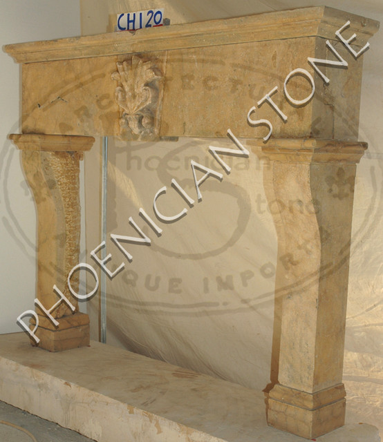 Antique Stone Fireplaces mediterranean-indoor-fireplaces