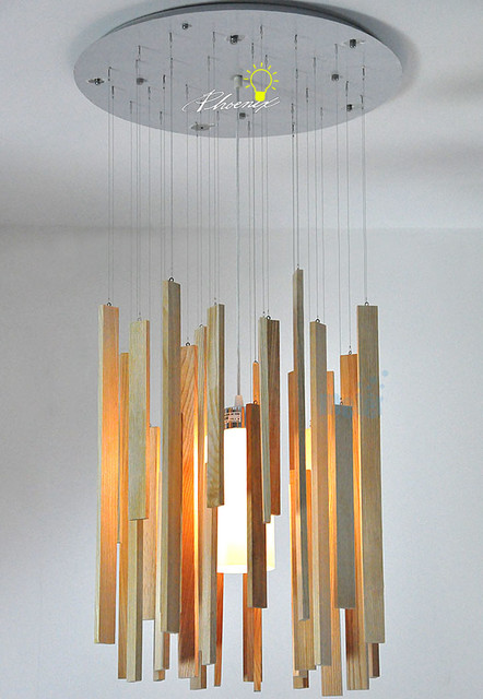 Modern Hanging Original Wood Pendant lighting - contemporary ...