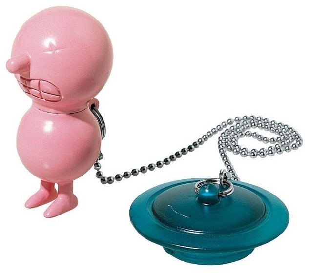 Alessi "Mr. Suicide" Bathtub Plug with Float, Pink Modern Bathroom