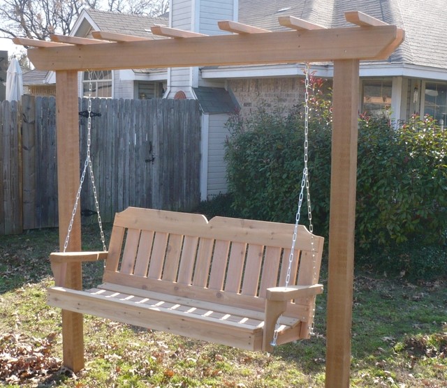Arbor Swing with Victorian Cedar Porch Swing traditional-porch-swings
