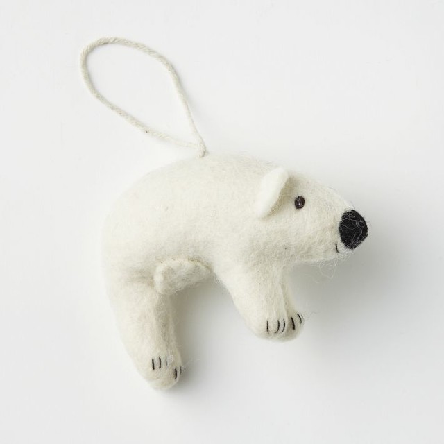 Felt Polar Bear Ornament - Contemporary - Christmas Ornaments - by West Elm