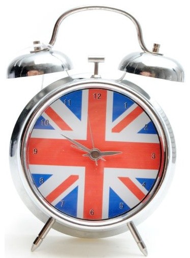 Union Jack Battery Operated Alarm Clock, Blue modern-clocks