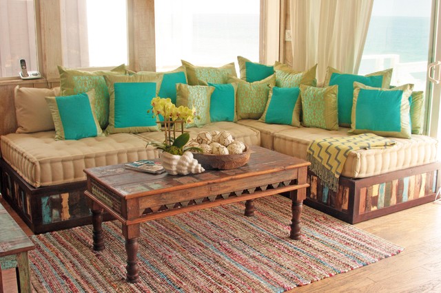 Moroccan Style Sofa in Reclaimed Wood - Eclectic - Living Room - los