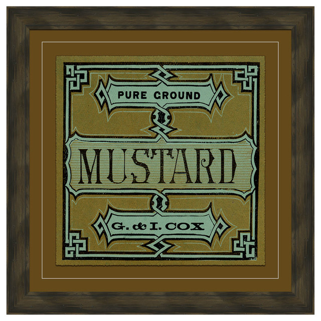 Spice Labels Mustard Framed Giclee Transitional Salt And Pepper