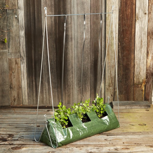 Vertical Grow Frame with Grow Bag Contemporary Outdoor Pots And
