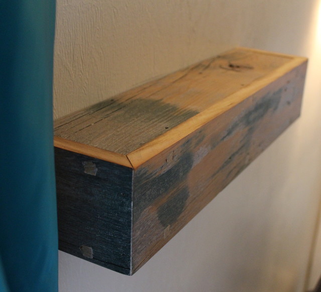 Small floating antique wood shelf eclectic home office