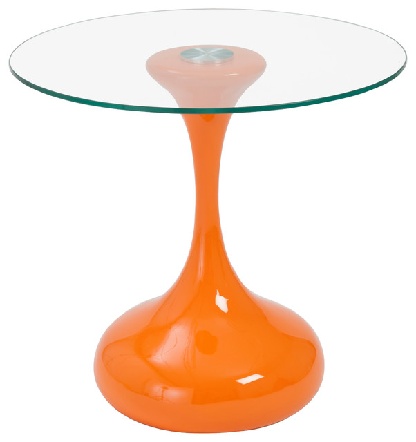 Sheila Side Table High Gloss Orange/Clear Modern Side Tables And