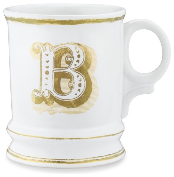 Gold Monogram Mugs contemporary-mugs