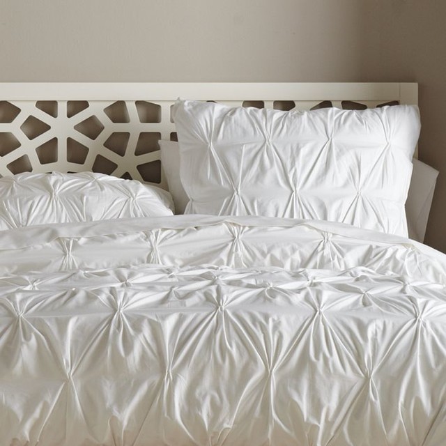 Organic Cotton Pintuck Duvet Cover, White contemporary-duvet-covers