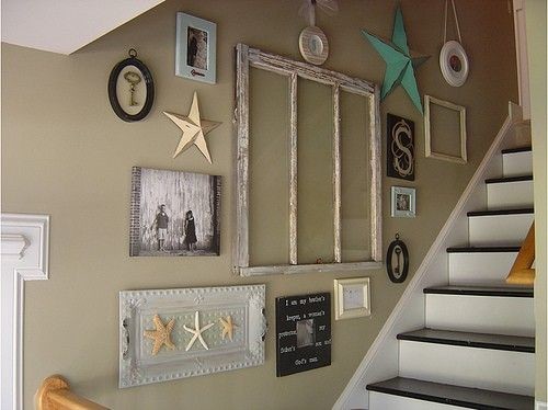 staircase wall decorating ideas - beach style - staircase - other ...