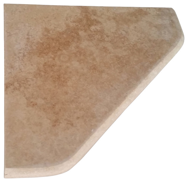 8" Travertine Shower Corner Shelf (Walnut) Stone Bathroom Caddy Soap