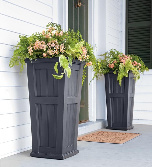 Lexington Tall Self-Watering Planter - Traditional - Outdoor Pots And 