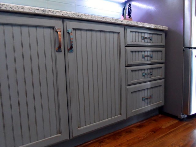Grey/blue Glazed and Distressed Cabinets - Traditional ...