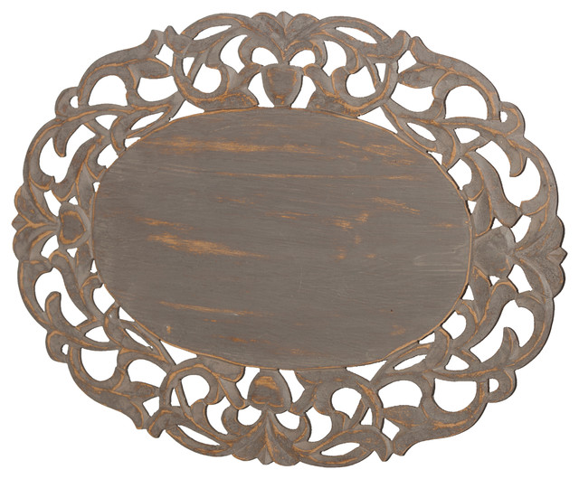 Oval Cut Out Gray Washed Placemat, Set of 4 Traditional Placemats