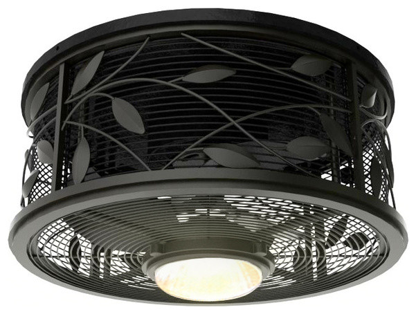 bronze enclosed light and fan for kitchen