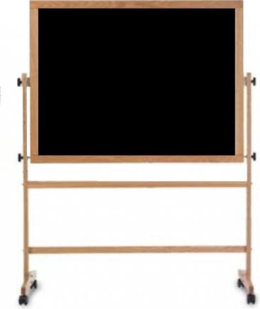 Economy Rolling Free Standing Chalkboard, Black With Wood Easel 