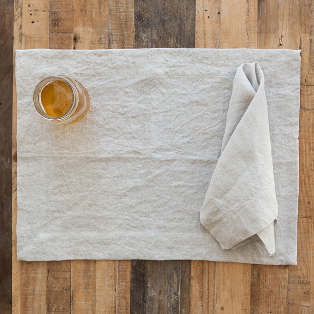 Natural Undyed Linen Placemats (Set of Four) Farmhouse Placemats