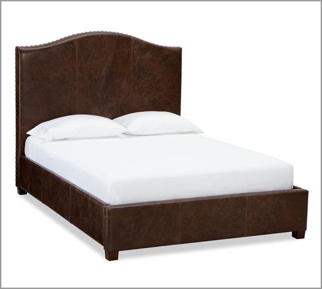 Raleigh Leather Camelback Bed With Nailhead Contemporary Beds by