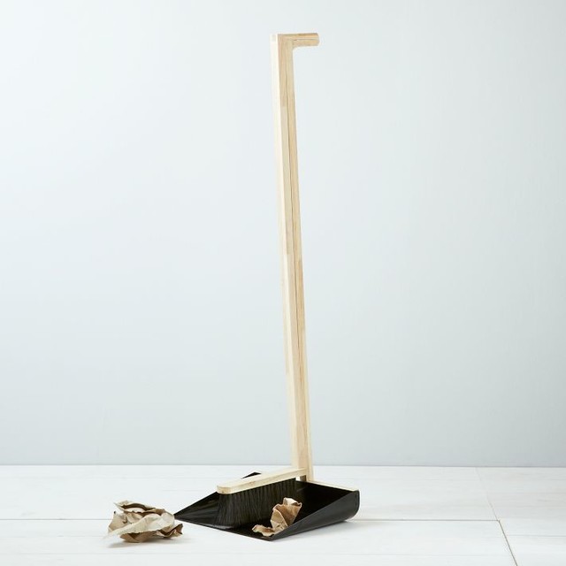 Dustpan + Broom Set, Black Contemporary Mops Brooms And Dustpans