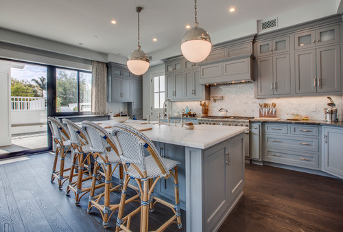 Open Concept Kitchen with Gray cabinets
