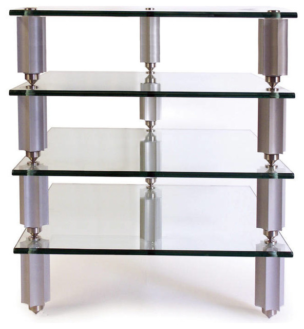 Legacy HiFi Audio Rack 47" Silver Star Posts with 4 Clear Glass