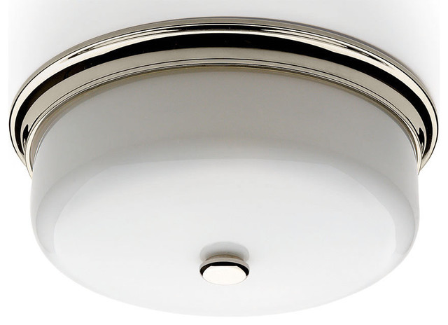Waterworks Gibbs Round Ceiling Mounted Lighting with White Glass Shade traditional-flush-mount-ceiling-lighting