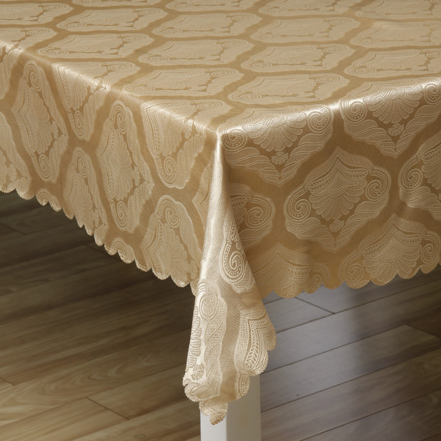 Twotone Gold Shell Damask 57x119inch Rectangular Tablecloth