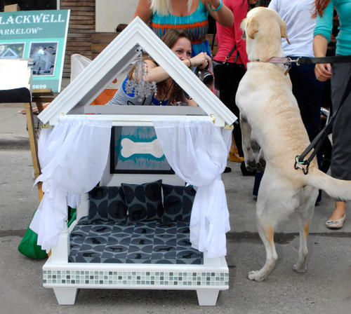 Ideas de Casas para Perros casa para perro blanca con cortinas y cojines