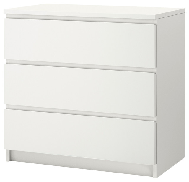 Malm 3 drawer chest white Contemporary Chests of Drawers by Ikea UK