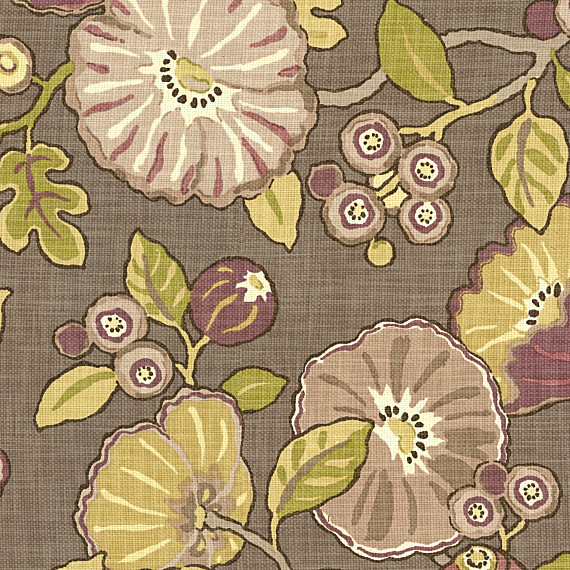 Purple & Green Modern Floral Fabric Modern Upholstery Fabric by